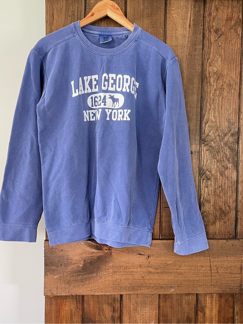 Comfort Colors Lake George Purple Blue Crewneck Cotton Blend Sweatshirt Small